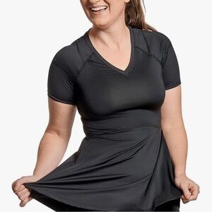 CopperLife Women’s Black A-Line Fit-and-Flare Shoulder Support Shirt Size 4XL